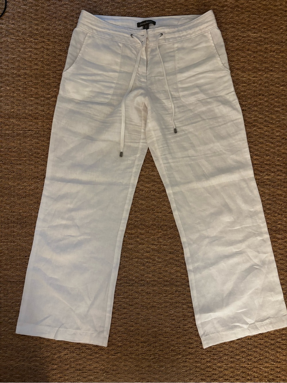 Tommy Bahama White Linen-Blend Drawstring Pants